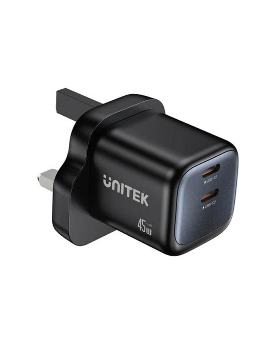 Unitek Charge Wall GaN 45W USBCx2 UK P1129 Black Unitek Charge Wall GaN 45W USBCx2 UK P1129 Black