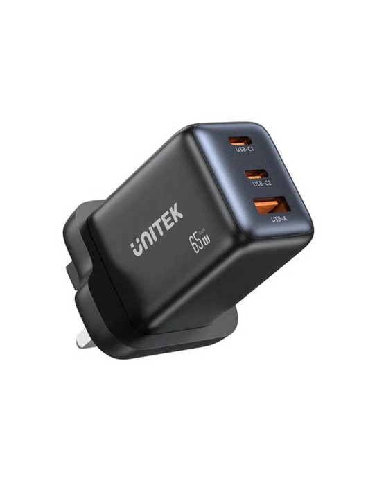 Unitek Charge Wall GaN 65W USBCx2 USBAx1 UK P1130 Black