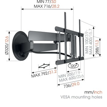Vogels SIGNATURE TVM7655 OLED TV Wall Mount 60x40 Turn 4 arms 35kg 72cm