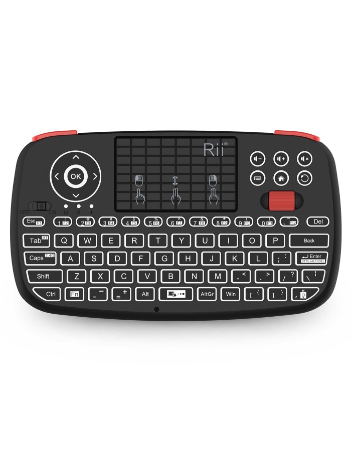 Rii Mini Keyboard Wireless 2.4GHz & Bluetooth with Touchpad, Scrollwheel, Media & L/R Keys i4 Rii Mini Keyboard Wireless 2.4GHz & Bluetooth with Touchpad, Scrollwheel, Media & L/R Keys i4