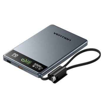 Vention Powerbank Wireless Magnetic 5000mAh 22.5W Wireless 15W Ultra Slim Grey FKKH0