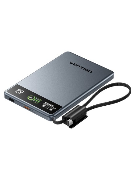 Vention Powerbank Wireless Magnetic 5000mAh 22.5W Wireless 15W Ultra Slim Grey FKKH0 Vention Powerbank Wireless Magnetic 5000mAh 22.5W Wireless 15W Ultra Slim Grey FKKH0
