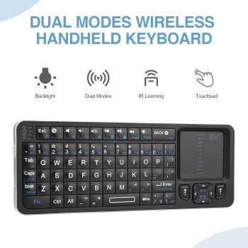 Rii Mini Keyboard Wireless 2.4GHz & Bluetooth with Touchpad K06
