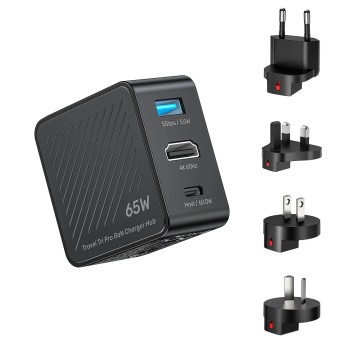 Unitek Charge Wall Travel GaN 65W USBCx1 USBAx1 HDMIx1 P1242 Black