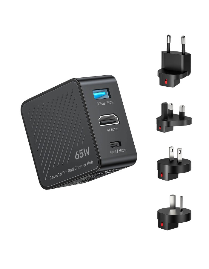 Unitek Charge Wall Travel GaN 65W USBCx1 USBAx1 HDMIx1 P1242 Black Unitek Charge Wall Travel GaN 65W USBCx1 USBAx1 HDMIx1 P1242 Black