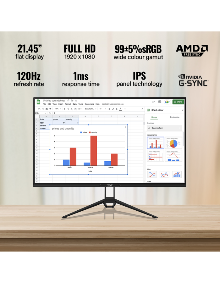 Armaggeddon Gaming Monitor 22'' FHD 120Hz 1ms PXP22G Black