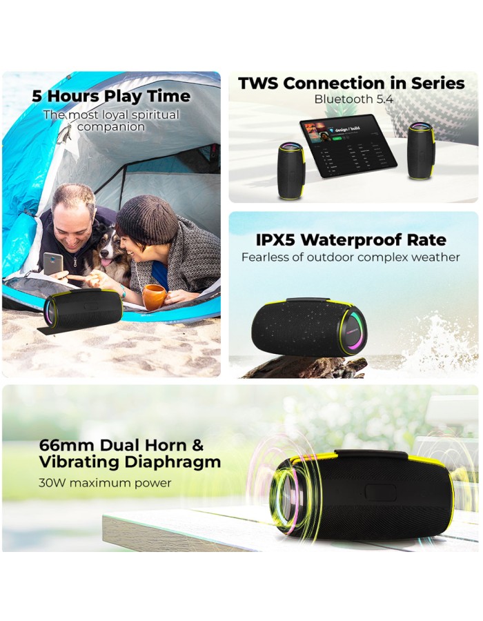SonicGear Portable Speaker TWS BT/USB/FM/RGB IPX5 30W SONICGO! BOOM 6 SonicGear Portable Speaker TWS BT/USB/FM/RGB IPX5 30W SONICGO! BOOM 6