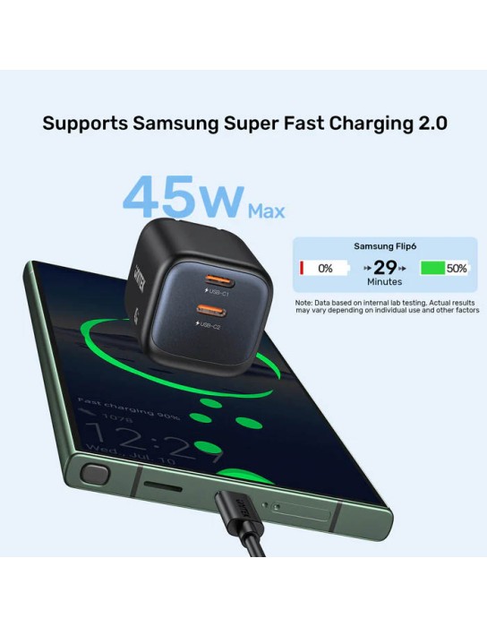 Unitek Charge Wall GaN 45W USBCx2 UK P1129 Black Unitek Charge Wall GaN 45W USBCx2 UK P1129 Black