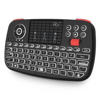 Rii Mini Keyboard Wireless 2.4GHz & Bluetooth with Touchpad, Scrollwheel, Media & L/R Keys i4