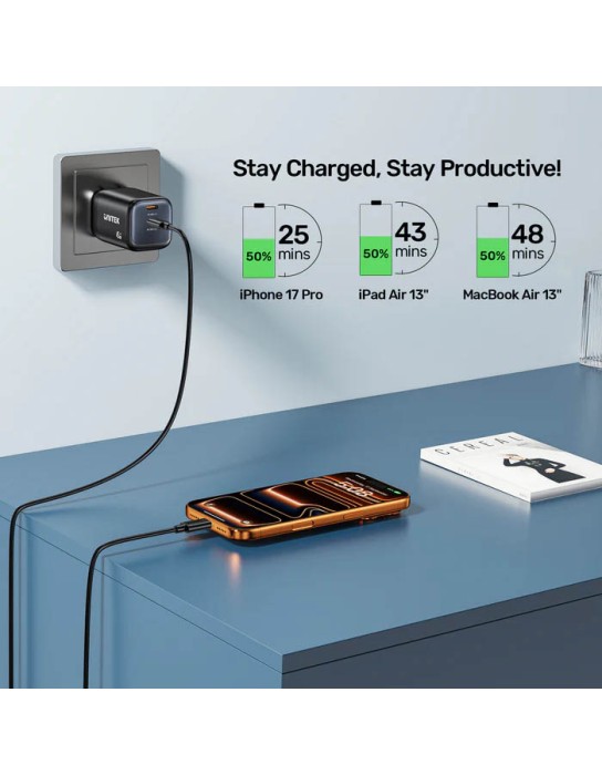 Unitek Charge Wall GaN 45W USBCx2 UK P1129 Black Unitek Charge Wall GaN 45W USBCx2 UK P1129 Black