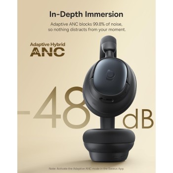 Baseus Headphones Over Ear ANC, LDAC, Spatial Acoustics, 80-Hour Battery, MH1 Black
