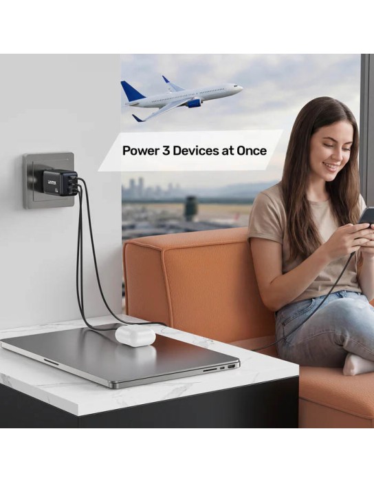 Unitek Charge Wall GaN 65W USBCx2 USBAx1 UK P1130 Black