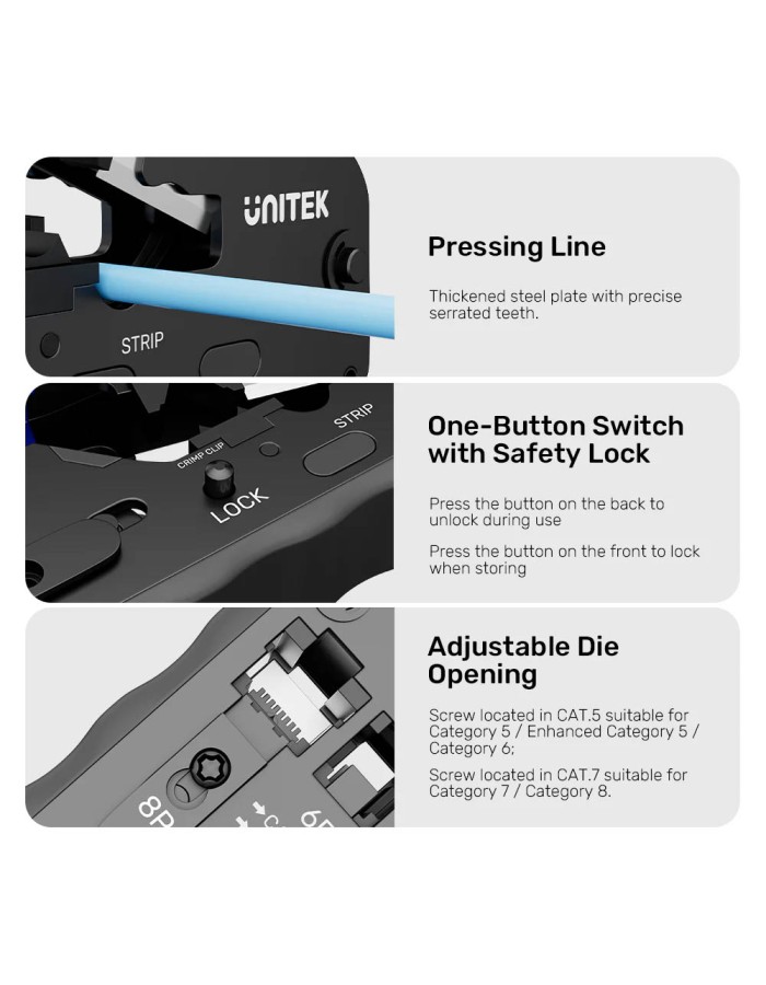 Unitek Network Tools Crimping & Multifunction for RJ45 8P/6P OT139ABL01 Unitek Network Tools Crimping & Multifunction for RJ45 8P/6P OT139ABL01