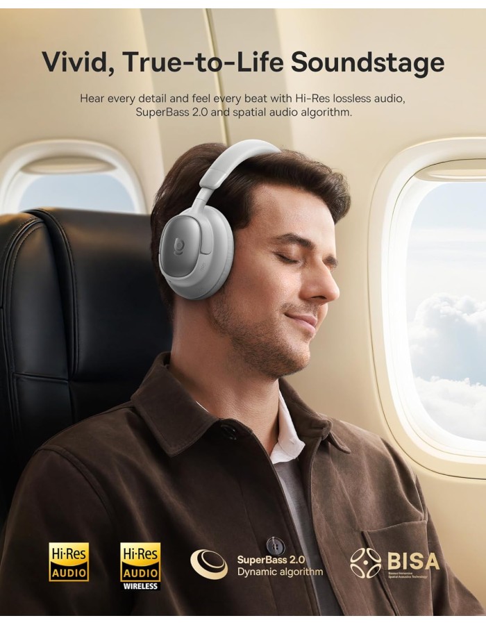 Baseus Headphones Over Ear ANC, LDAC, Spatial Acoustics, 80-Hour Battery, MH1 Frosted Gray Baseus Headphones Over Ear ANC, LDAC, Spatial Acoustics, 80-Hour Battery, MH1 Frosted Gray