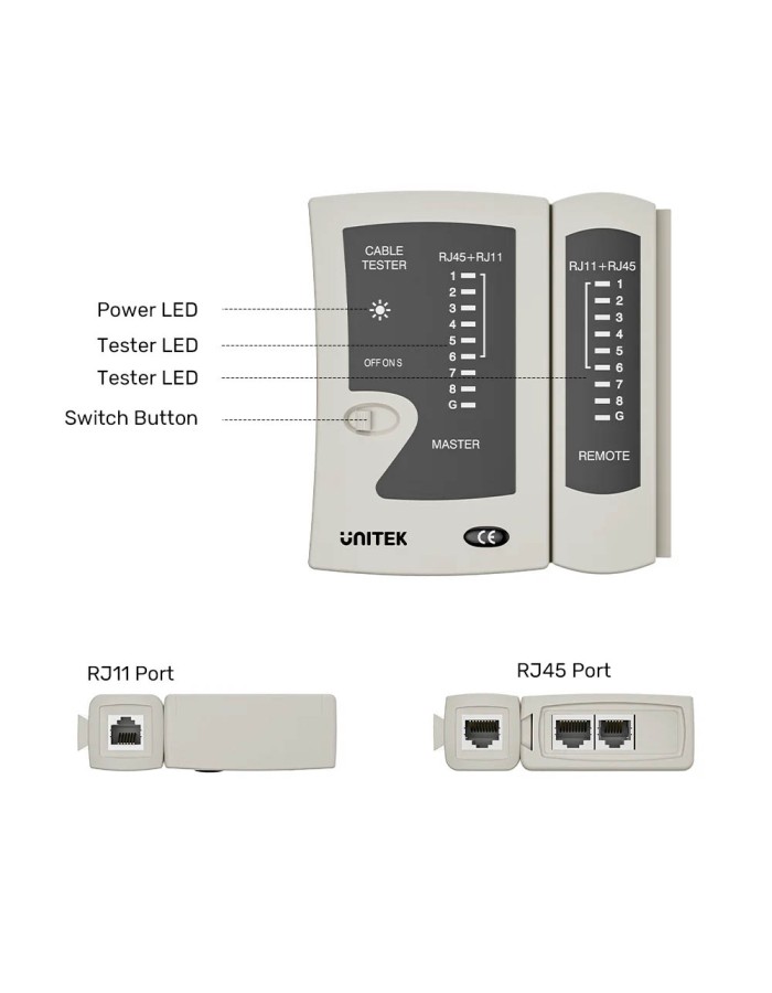 Unitek Network Tools Cablet Tester for RJ45/RJ11 OT140AGY01 Unitek Network Tools Cablet Tester for RJ45/RJ11 OT140AGY01