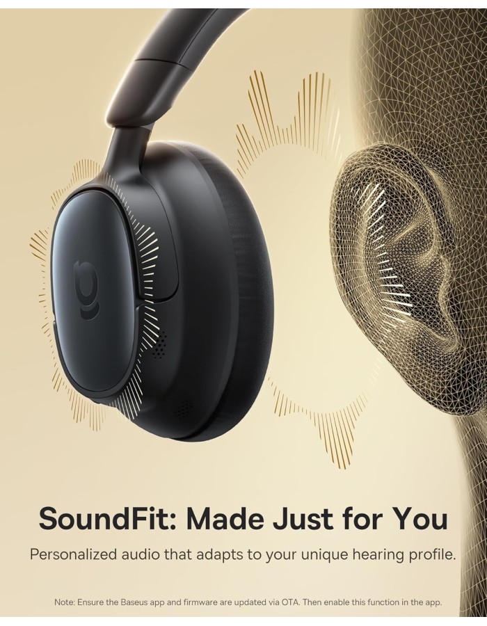 Baseus Headphones Over Ear ANC, LDAC, Spatial Acoustics, 80-Hour Battery, MH1 Black Baseus Headphones Over Ear ANC, LDAC, Spatial Acoustics, 80-Hour Battery, MH1 Black