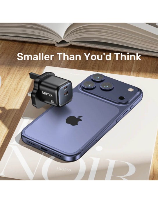 Unitek Charge Wall GaN 45W USBCx2 UK P1129 Black Unitek Charge Wall GaN 45W USBCx2 UK P1129 Black