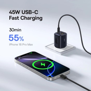 Baseus Charger Wall 45W 2x TYPE C PicoGo AN13 EU Cosmic Black