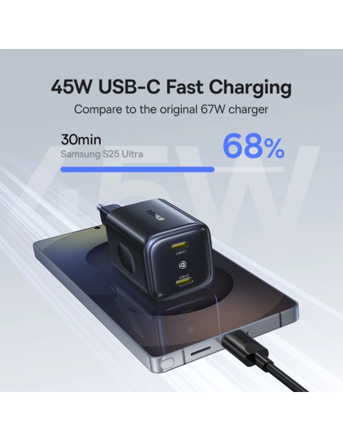 Baseus Charger Wall 45W 2x TYPE C PicoGo AN13 EU Cosmic Black Baseus Charger Wall 45W 2x TYPE C PicoGo AN13 EU Cosmic Black