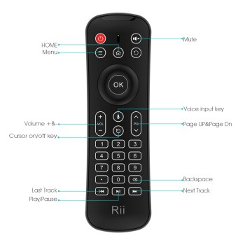 Rii Remote Control with Wireless Keyboard 2.4GHz, AirMouse & Microphone MX6