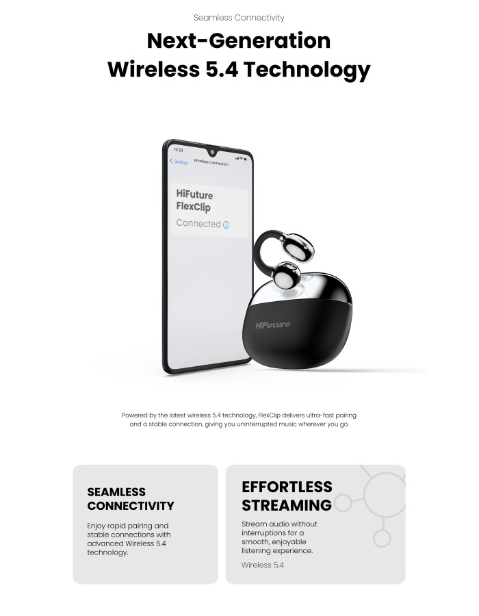 HiFuture Headphones Open Ear FlexClip Black HiFuture Headphones Open Ear FlexClip Black