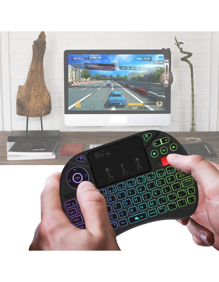 Rii Mini Keyboard Wireless 2.4GHz with Touchpad, Scrollwheel & Media Keys RGB X8 Rii Mini Keyboard Wireless 2.4GHz with Touchpad, Scrollwheel & Media Keys RGB X8