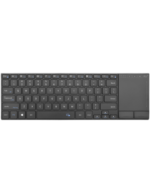 Rii Mini Keyboard Wireless 2.4GHz & Bluetooth with Large Touchpad & Media Keys Stainless Steel RT721