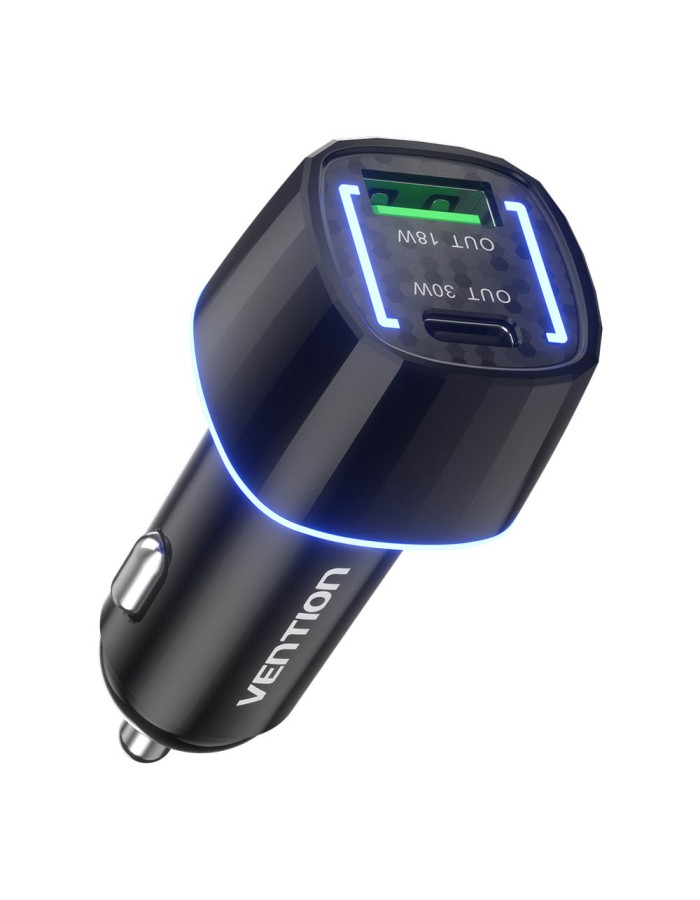 Vention Charger Car 48W 1xUSBC 1xUSBA 30W Max Black FFRB0 Vention Charger Car 48W 1xUSBC 1xUSBA 30W Max Black FFRB0