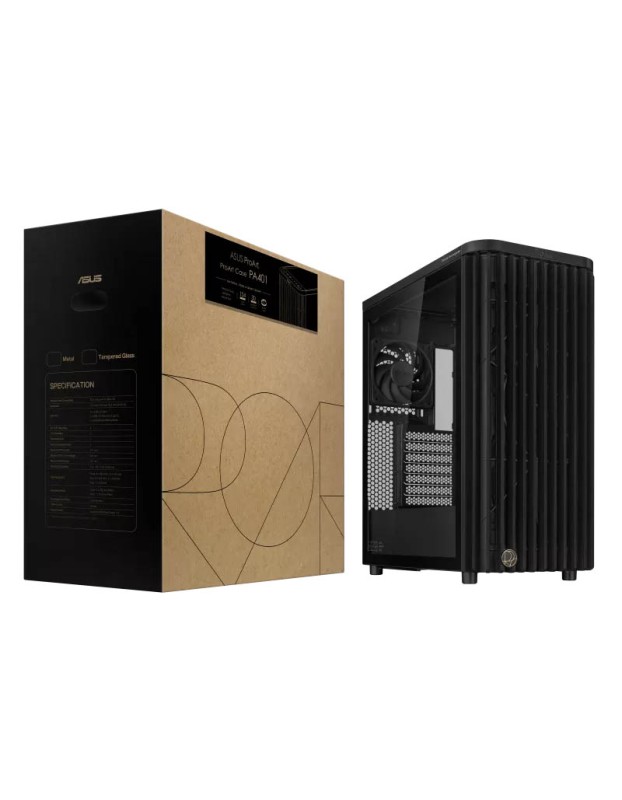 ASUS PC Case ProArt ATX Ash Wood Front Panel Tempered Glass Side Panel 3x Pre-Installed Fans Type-C PA401 Wood Edition Black TG
