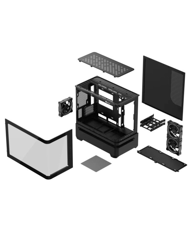 ASUS PC Case Prime mATX Panoramic Curved Tempered Glass Panels Aura Sync Light Band 3x Pre-Installed Fans USB-C AP202 ARGB Black ASUS PC Case Prime mATX Panoramic Curved Tempered Glass Panels Aura Sync Light Band 3x Pre-Installed Fans USB-C AP202 ARGB Black