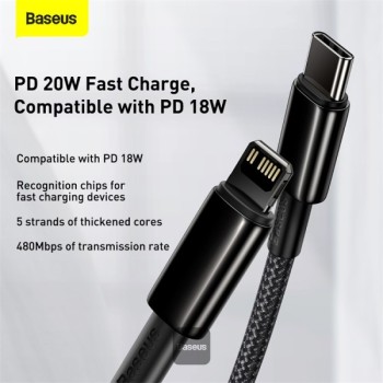 Baseus Cable Lightning to USB-A Tungsten Gold Series Braided 2.0m Black