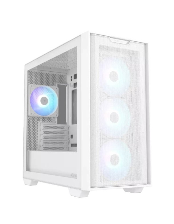 ASUS PC Case Gaming mATX Mesh Front Panel Tempered Glass Side Window 4x Pre-Installed ARGB Fans A21 PLUS White ASUS PC Case Gaming mATX Mesh Front Panel Tempered Glass Side Window 4x Pre-Installed ARGB Fans A21 PLUS White