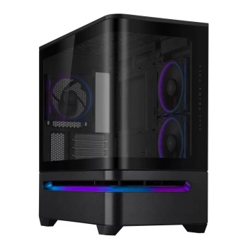 ASUS PC Case Prime mATX Panoramic Curved Tempered Glass Panels Aura Sync Light Band 3x Pre-Installed Fans USB-C AP202 ARGB Black