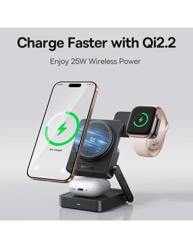 Baseus Charger Desktop Wireless 3in1 PicoGo AF21 P Qi2.2 35W Black