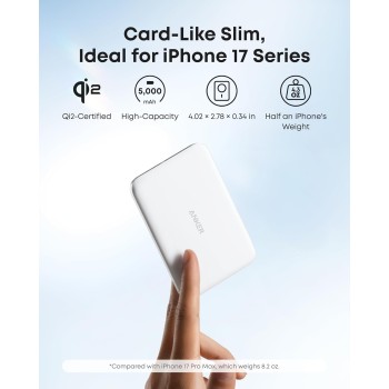 Anker Mobile Powerbank Wireless 5000 MagGo 15W Qi2 White