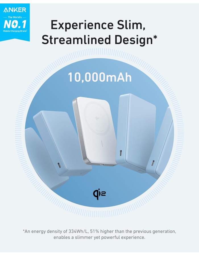 Anker Mobile Powerbank Wireless 10000 15W Ultra Slim Qi2 MagGo White Anker Mobile Powerbank Wireless 10000 15W Ultra Slim Qi2 MagGo White