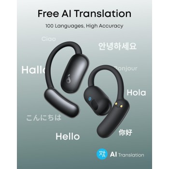 Anker Soundcore TWS Earphones Open Air AeroFit 2 AI Assistant, Hi-Res, 35H Playtime,  Black