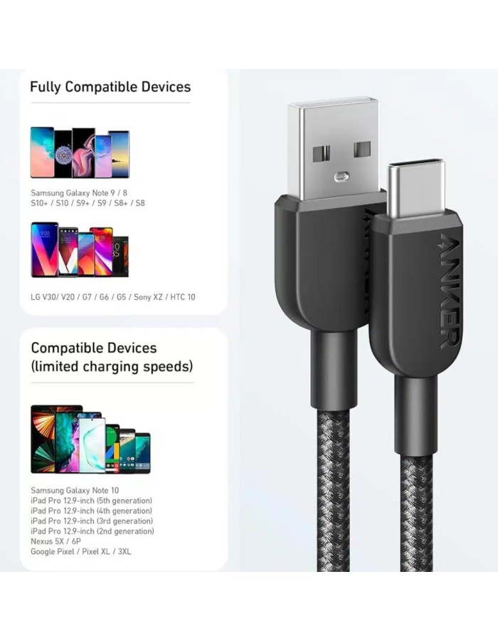Anker Mobile Cable USB-A to USB-C 0.9m 322 Black