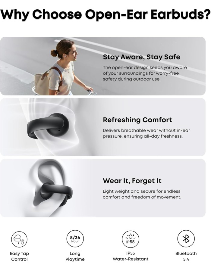 Anker Soundcore TWS Earphones Open Air AeroClip Black Anker Soundcore TWS Earphones Open Air AeroClip Black