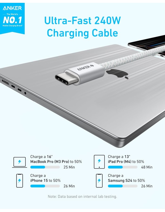 Anker Mobile Cable USB-C to USB-C 240W 1.0m White Anker Mobile Cable USB-C to USB-C 240W 1.0m White