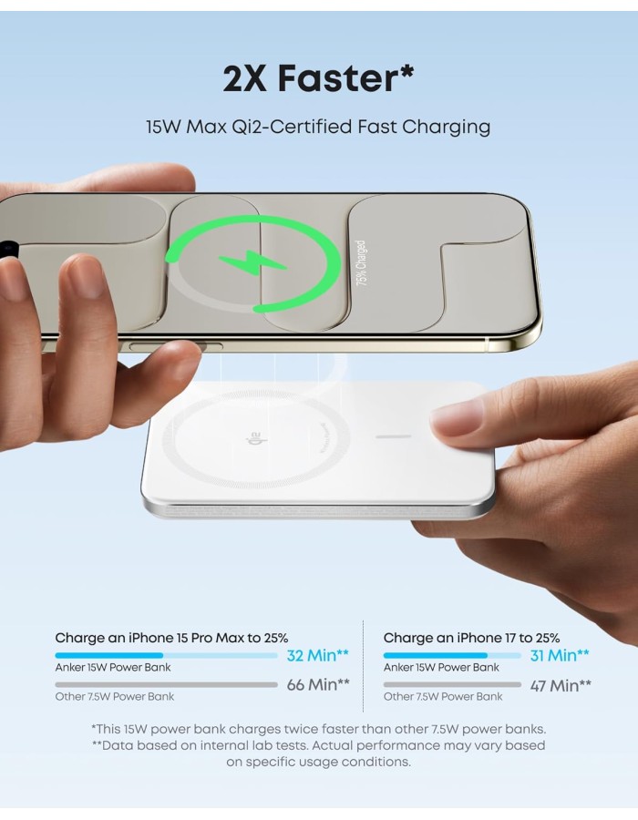 Anker Mobile Powerbank Wireless 5000 MagGo 15W Qi2 White Anker Mobile Powerbank Wireless 5000 MagGo 15W Qi2 White