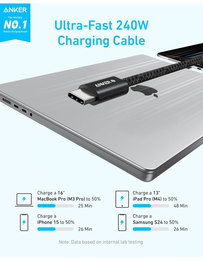 Anker Mobile Cable USB-C to USB-C 240W 1.0m Black Anker Mobile Cable USB-C to USB-C 240W 1.0m Black