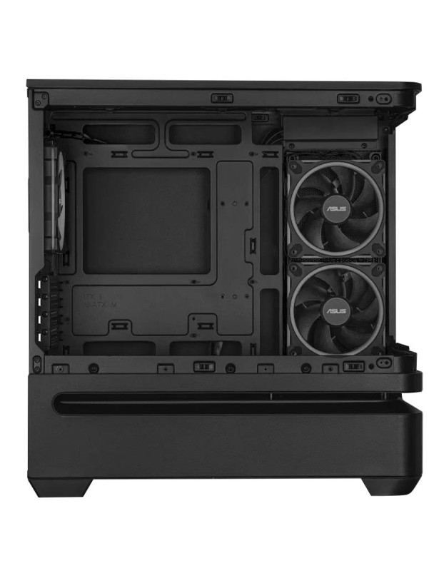 ASUS PC Case Prime mATX Panoramic Curved Tempered Glass Panels Aura Sync Light Band 3x Pre-Installed Fans USB-C AP202 ARGB Black ASUS PC Case Prime mATX Panoramic Curved Tempered Glass Panels Aura Sync Light Band 3x Pre-Installed Fans USB-C AP202 ARGB Black