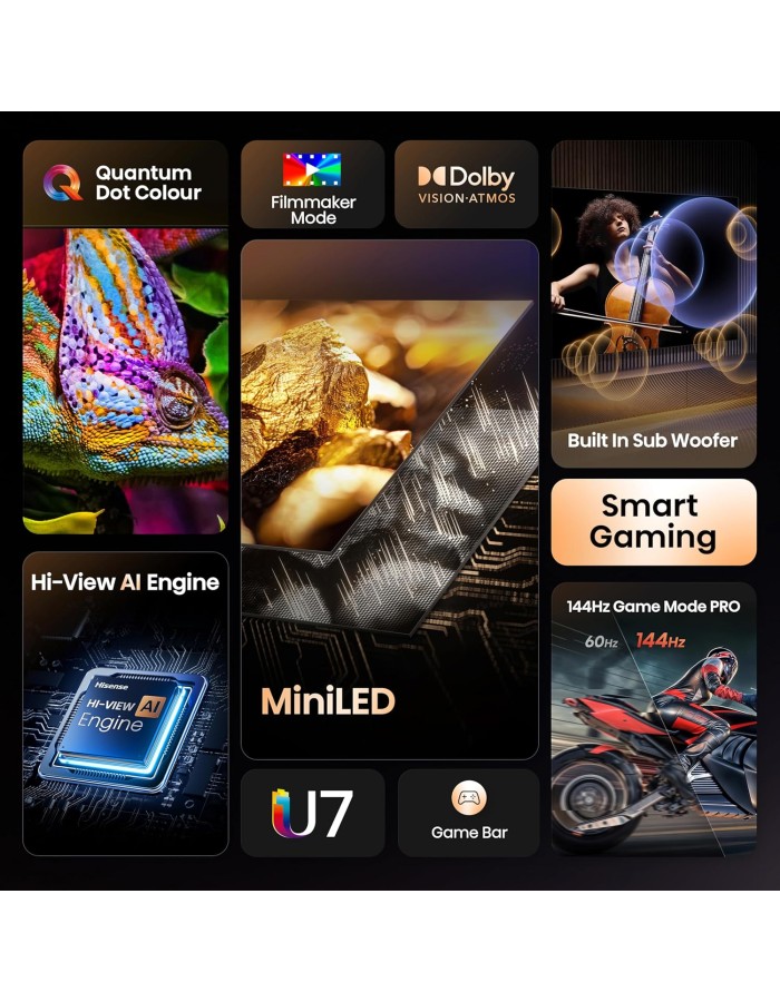 Hisense 50U7Q 50'' 4K Smart QLED MINI LED 144hz TV Hisense 50U7Q 50'' 4K Smart QLED MINI LED 144hz TV