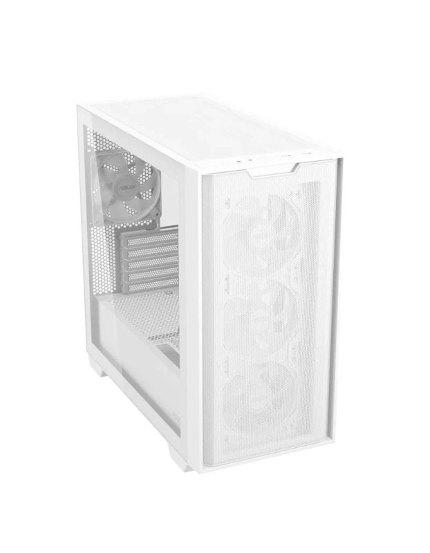 ASUS PC Case Gaming mATX Mesh Front Panel Tempered Glass Side Window 4x Pre-Installed ARGB Fans A21 PLUS White ASUS PC Case Gaming mATX Mesh Front Panel Tempered Glass Side Window 4x Pre-Installed ARGB Fans A21 PLUS White