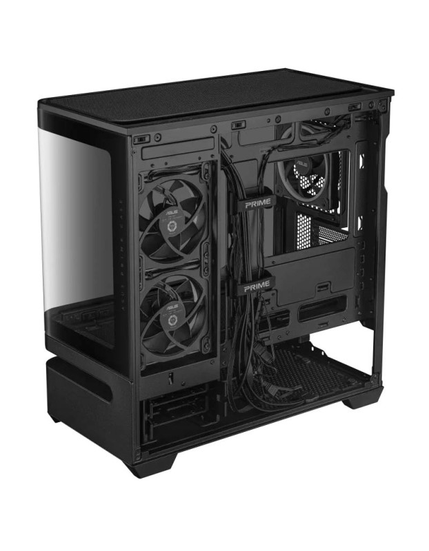 ASUS PC Case Prime mATX Panoramic Curved Tempered Glass Panels Aura Sync Light Band 3x Pre-Installed Fans USB-C AP202 ARGB Black ASUS PC Case Prime mATX Panoramic Curved Tempered Glass Panels Aura Sync Light Band 3x Pre-Installed Fans USB-C AP202 ARGB Black