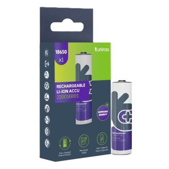 Uniross U1BT1832 18650 Rechargeable Lithium Battery 3200mAh (1pc)