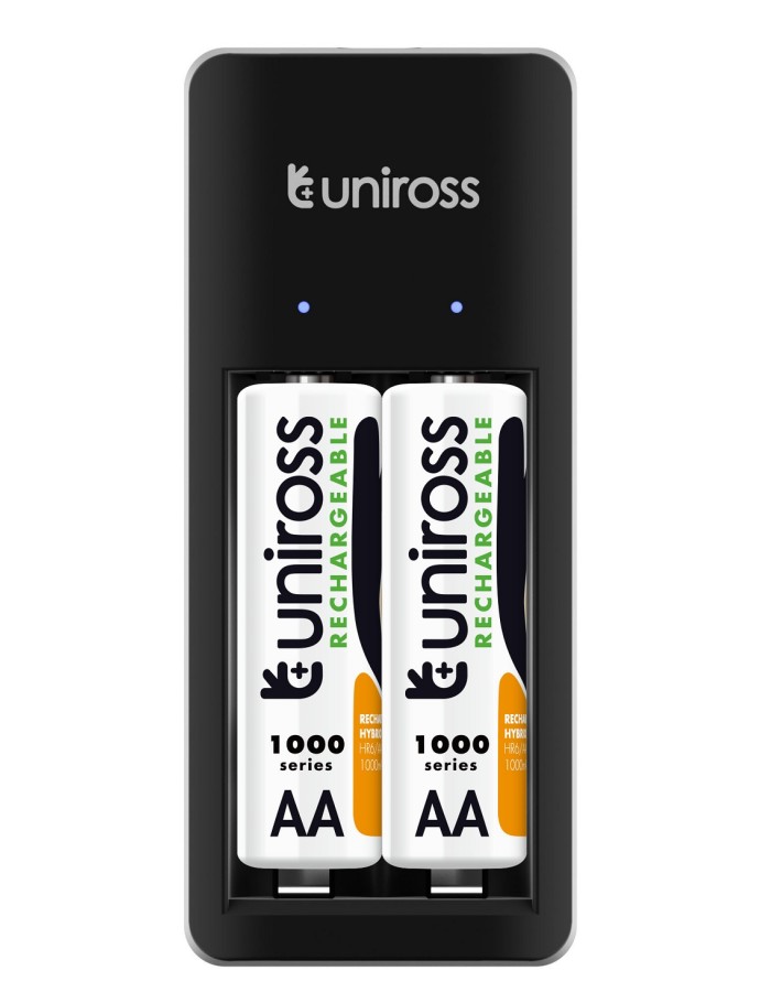Uniross UCU001B USB Compact Mini Charger with 2x AAA 600 Batteries
