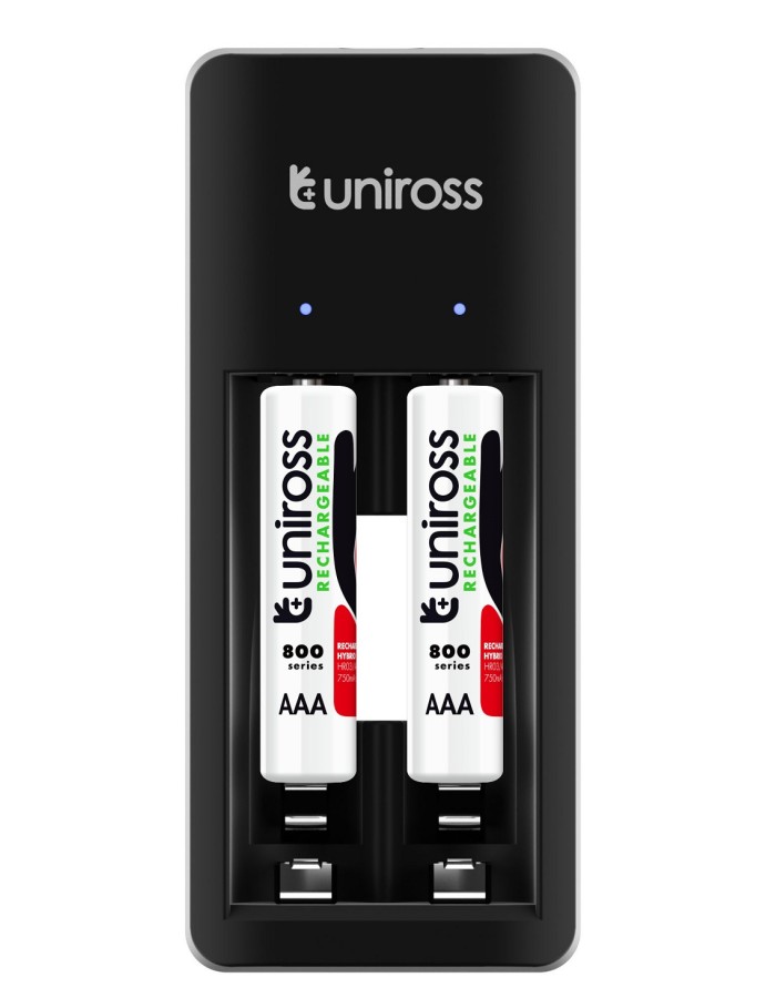 Uniross UCU001B USB Compact Mini Charger with 2x AAA 600 Batteries