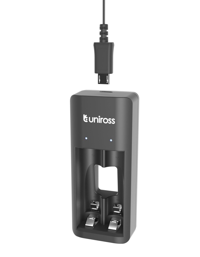 Uniross UCU001B USB Compact Mini Charger with 2x AAA 600 Batteries
